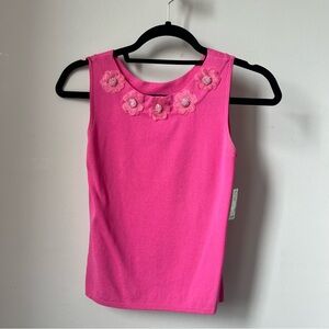 bright pink flower appliqué JOSEPH A Vintage blouse
